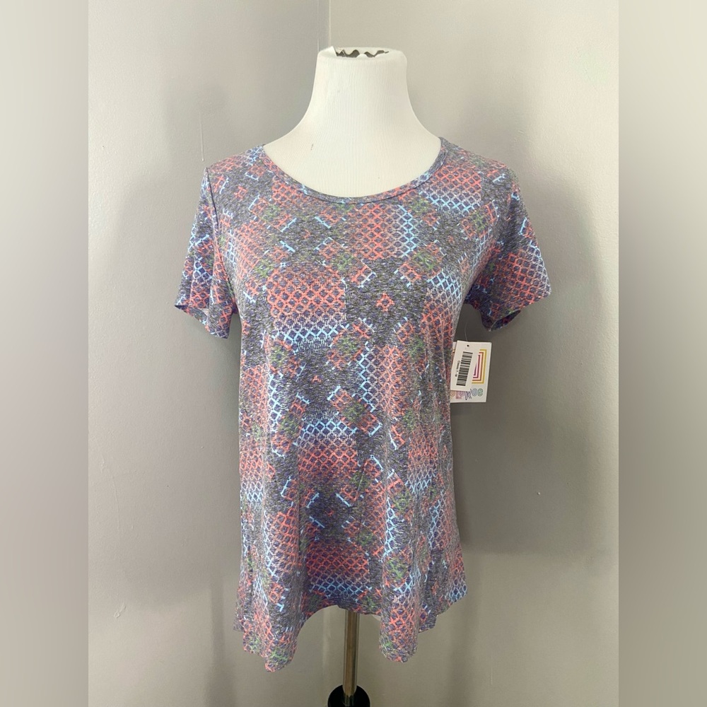 LuLaRoe Classic T Shirt NWT Purple Multicolor Abstract Short Sleeve